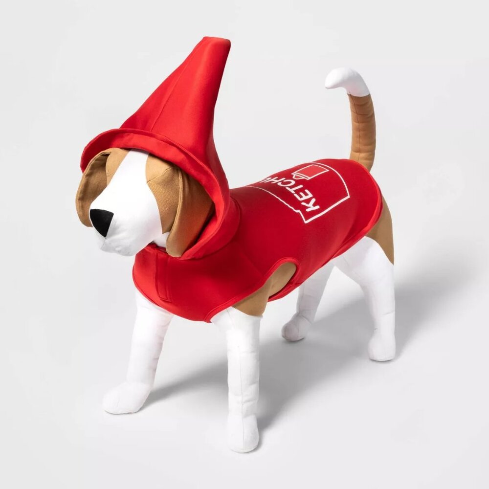 Cute NWT Ketchup Bottle Puppy Dog Hooded Cosplay Dress Up Costume Outfit size S